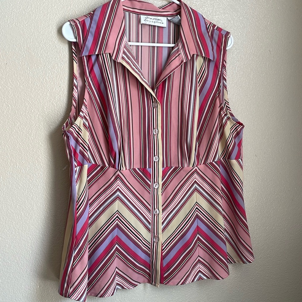 Giorgio Fiorlini Pastel‎ Striped Button Up Blouse